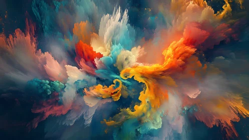 Vibrant digital nebula swirling in multicolor motion.