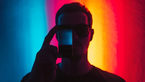 Tech Vibes: Neon Silhouette with Modern Style.