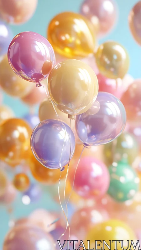 Translucent Balloons Floating Against Blue Sky