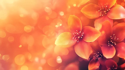 Warm Orange Blossoms with Soft Bokeh Background