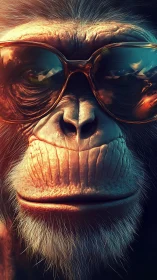 Stylish chimpanzee portrait radiates cool sunset attitude