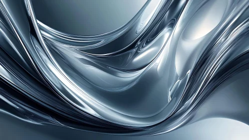 Sleek metallic abstract waves in glossy modern digital art style.