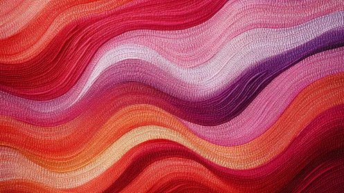 Layered chromatic waveforms in red magenta gradient tapestry