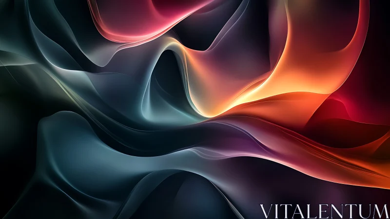 Glowing silky waves drift in a colorful abstract night