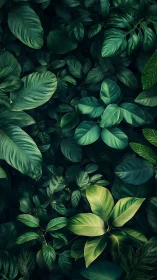 Dense overlapping tropical foliage in deep green tones.