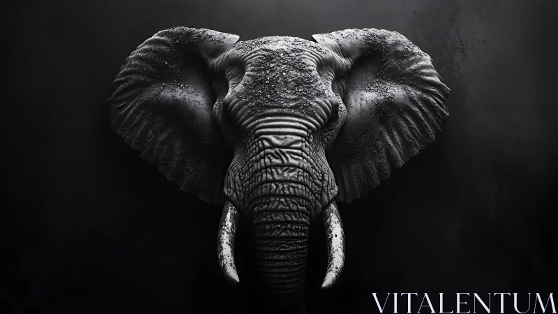 Midnight elephant emerges, carved from shadow and silver light