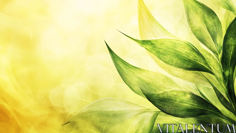 Botanical leaf cluster under diffuse yellow backlighting.