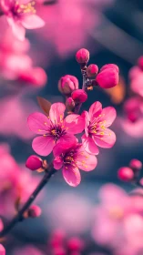 Magenta Blossoms Burst: Nature's Pink Fireworks Against the Blue