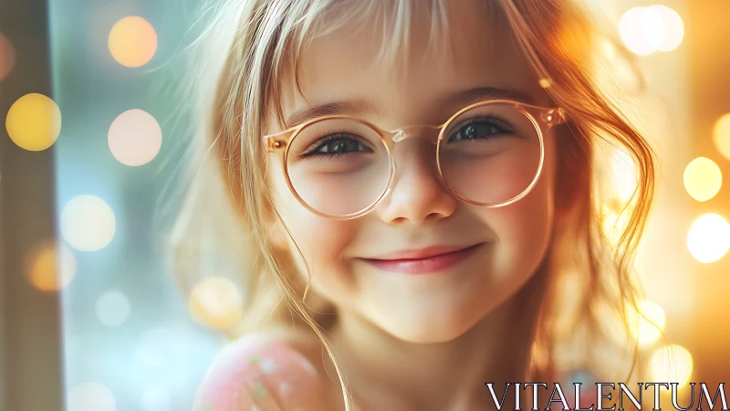 Young Child in Round Glasses Smiling Warmly.