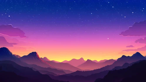 Gentle dusk over dreaming mountains and quiet starlight.