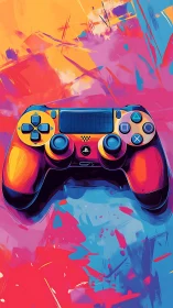 Controller of neon daydreams hovers above electric color storms