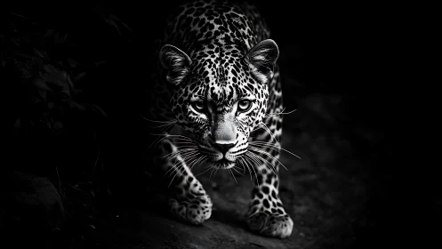 Leopard Portrait in Black and White.