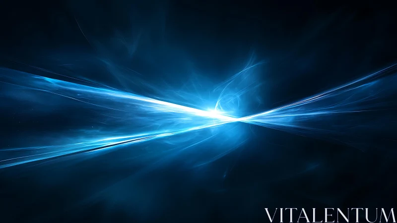 Abstract blue energy burst with glowing light on dark background.