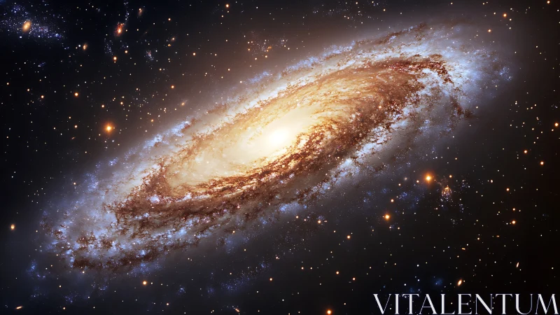 Spiral galaxy with luminous core and dense star field.