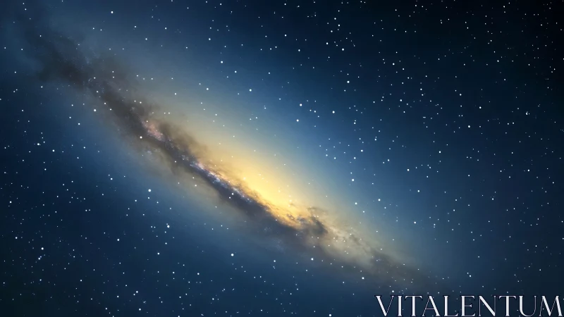 Star-sown galactic river glows softly across midnight space.