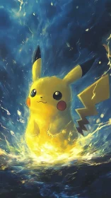 Electric sprite rides a stormlit sea of painted thunder