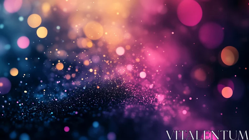 Defocused bokeh light field with magenta blue particle haze