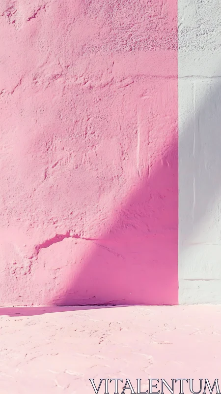 Soft pink stucco wall with vertical shadow division.