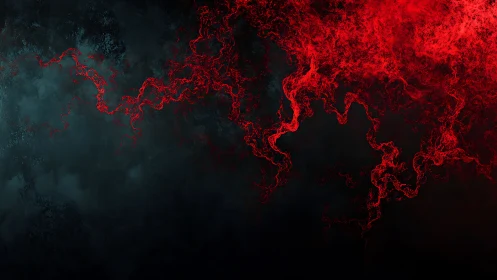 Crimson nebula threads dance across a storm-dark void