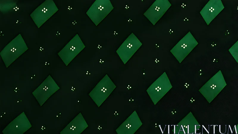 Geometric emerald pattern with glowing diamond clusters.