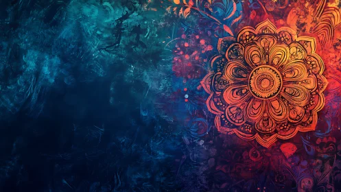 Radiant mandala blooms in a swirling twilight ocean of color.