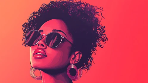 Stylized female portrait utilizes bold duotone color blocking.