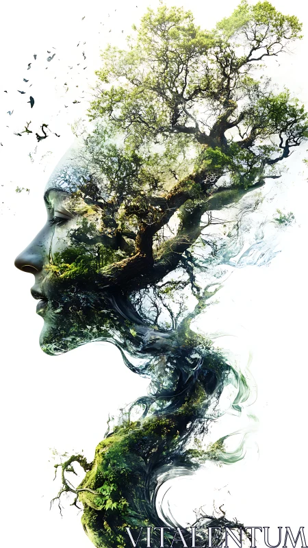 Whispering forest spirit gently blends mind, roots, and sky