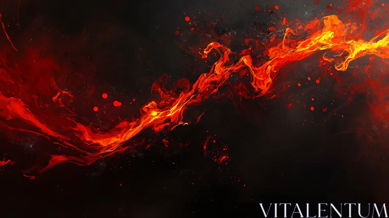 Molten Fire Stream Across Darkness.