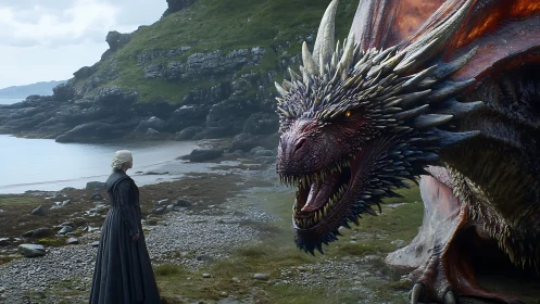 Stormy shore conversation lets dragon and queen trade secrets