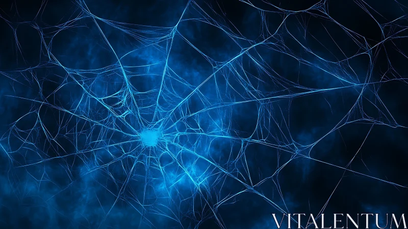 Blue luminous web network on dark background, abstract digital.