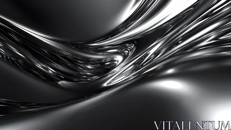 Abstract liquid metal waves in futuristic digital art style.