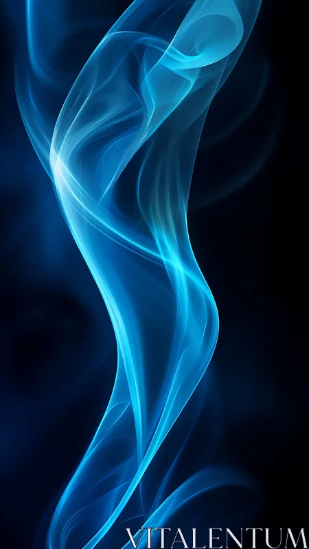 Blue luminous smoke stream over dark abstract background.