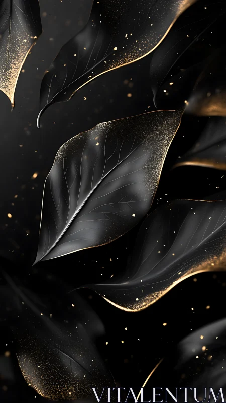 Midnight leaves drifting through a golden ember hush.