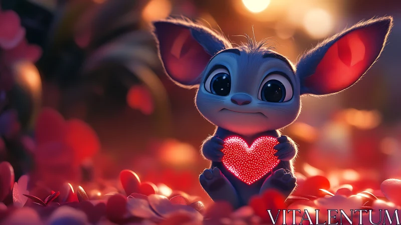 Blue Bat with Heart: An Emotional Journey in Light.