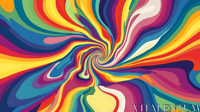 Radial vortex of multicolor fluid ribbons in motion.