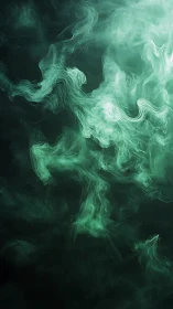 Green smoke swirls form layered, semi-transparent wisps