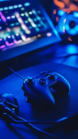 Gaming Controller and Equipment in Blue LED Environment
