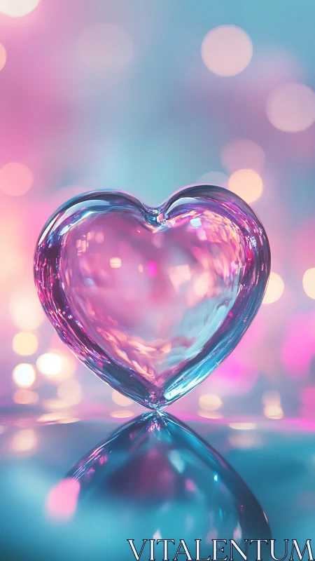 Glass Heart Shape with Gradient Light Refraction