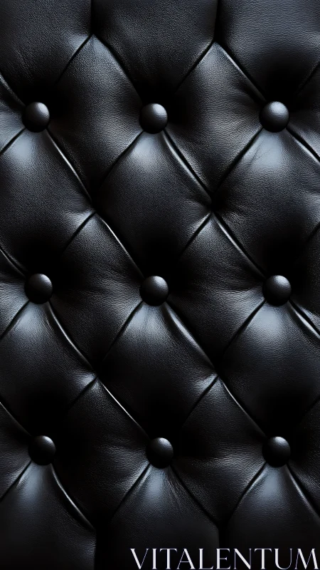 Black tufted leather upholstery with soft reflective sheen.