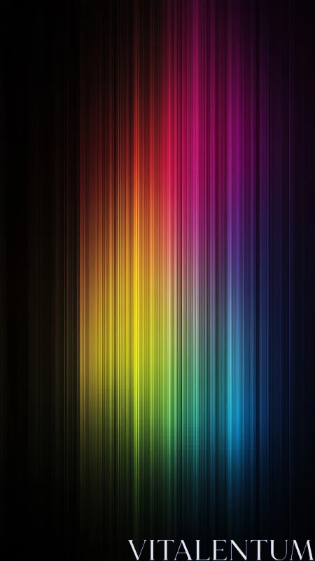 Vertical spectrum light trails form a luminous chromatic cascade