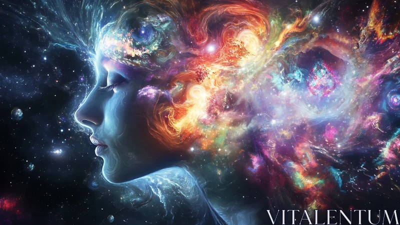 Cosmic dreams gently bloom from a serene celestial mind