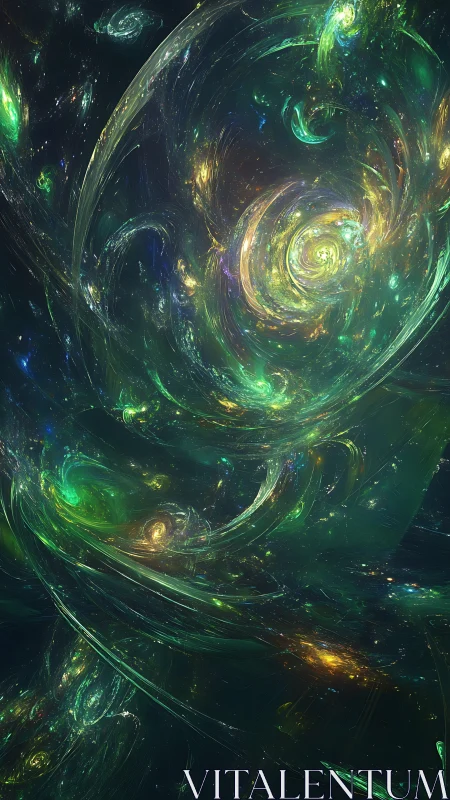 Swirling cosmic nebula forms an abstract galactic vortex.