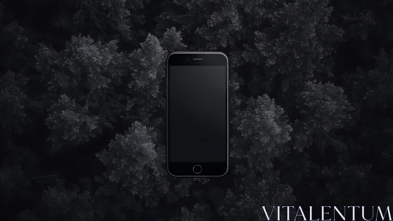 Smartphone Centered in Frosted Winter Forest