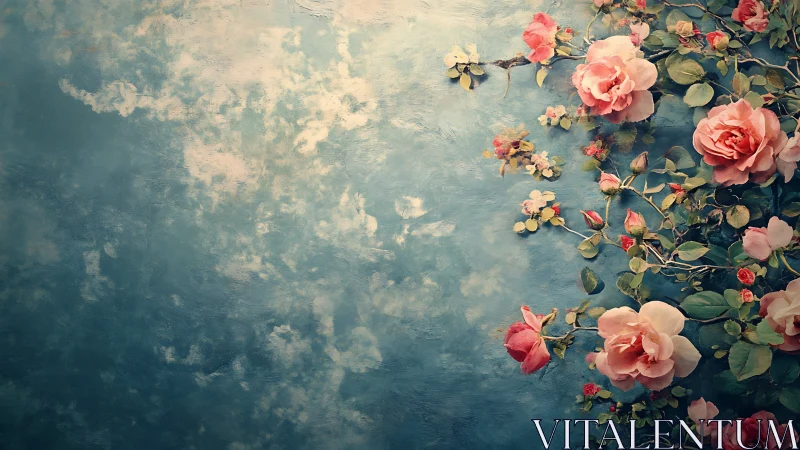 Blooming Garden Romance Meets Dreamy Sky Canvas