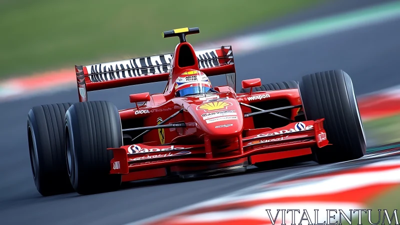 High-downforce Formula racer attacking apex under load.