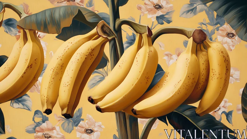Sunny banana bouquets dancing on floral jungle walls.