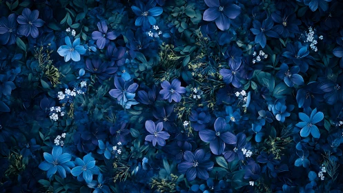 Twilight Garden: A Sea of Blooming Blue Flowers.