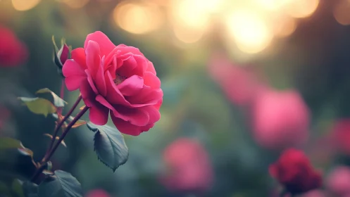 Vibrant Pink Rose Blooms in Soft Afternoon Light