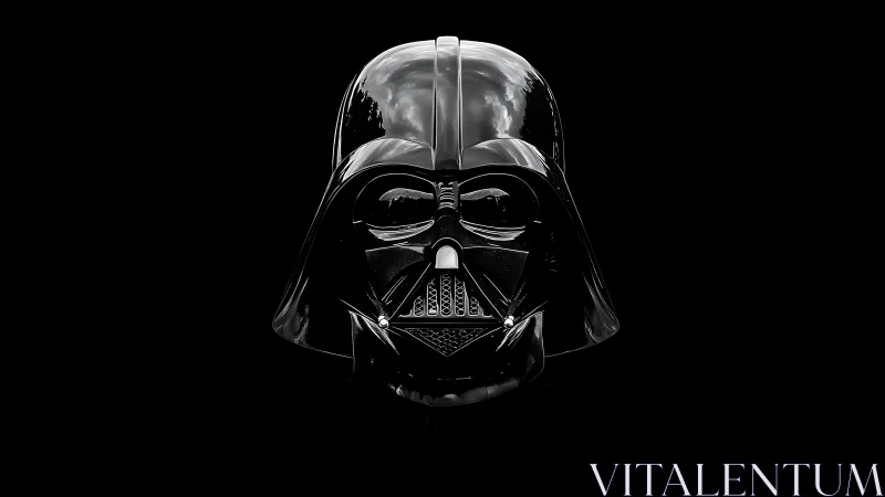 Moody sci fi helmet glowing softly against deep black.