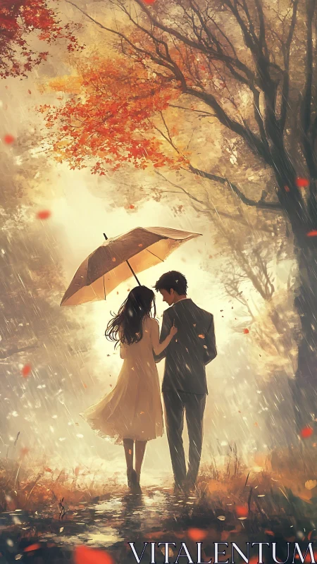 Two Souls Dancing in Autumn's Golden Downpour.
